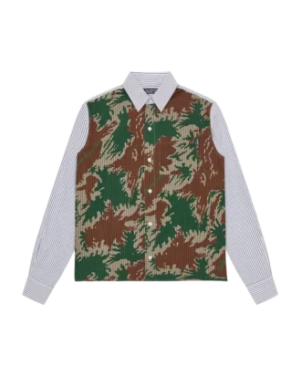 Camicia a righe in popeline con stampa mimetica Burst