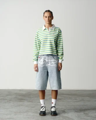 Camicia da rugby corta a righe con ghiacciolo da donna