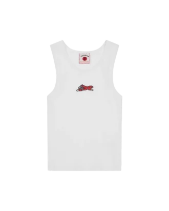 Canotta a costine da donna con Running Dog decorato con perline