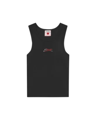 Canotta a costine da donna con Running Dog decorato con perline