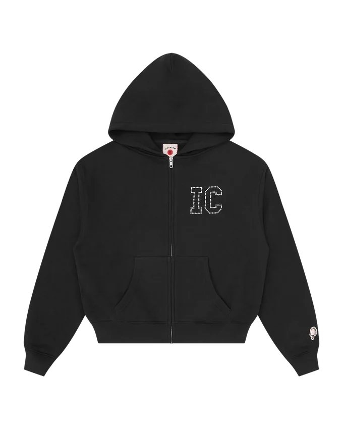 Cappuccio da donna con zip e cristalli Cappuccio da donna con zip e cristalli