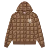 Felpa con cappuccio e zip a motivo waffle color cioccolato
