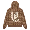 Felpa con cappuccio e zip a motivo waffle color cioccolato