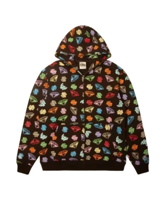 Felpa con cappuccio e zip integrale Diamonds & Dollars