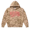 Felpa con cappuccio e zip mimetica
