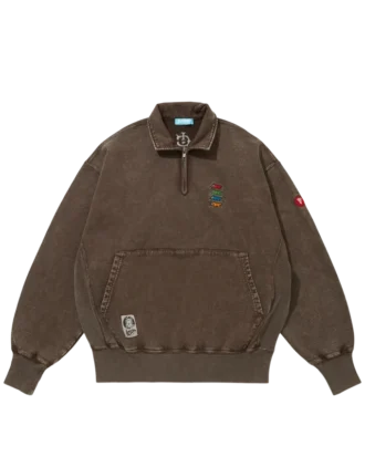 Felpa con mezza zip e logo ricamato