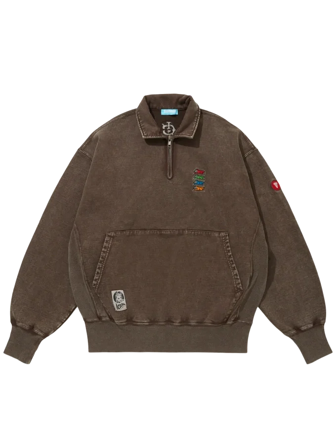Felpa con mezza zip e logo ricamato Felpa con mezza zip e logo ricamato
