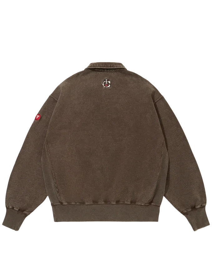 Felpa con mezza zip e logo ricamato Felpa con mezza zip e logo ricamato