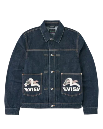Giacca in denim con stampa gabbiano e ricamo