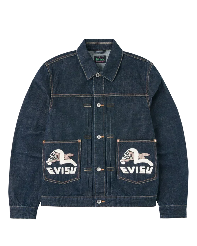 Giacca in denim con stampa gabbiano e ricamo Giacca in denim con stampa gabbiano e ricamo