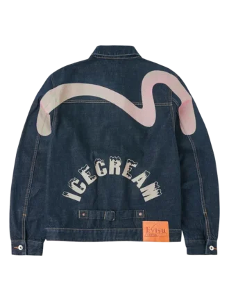 Giacca in denim con stampa gabbiano e ricamo