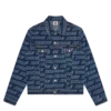 Giacca trucker in denim con logo ripetuto Giacca trucker in denim con logo ripetuto