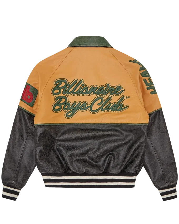 Giacca varsity in pelle screpolata Club Giacca varsity in pelle screpolata Club