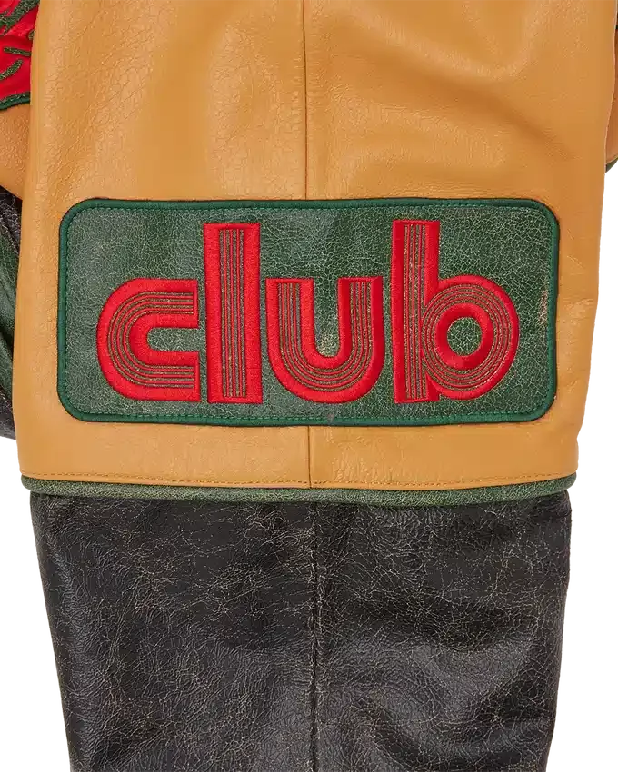 Giacca varsity in pelle screpolata Club Giacca varsity in pelle screpolata Club