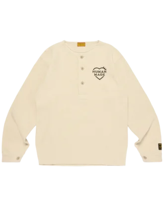Maglietta a maniche lunghe con collo Henley