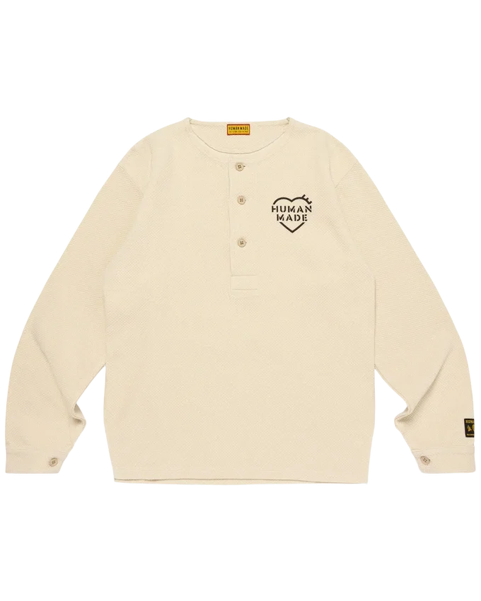 Maglietta a maniche lunghe con collo Henley Maglietta a maniche lunghe con collo Henley