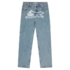 Pantaloni in denim con fodera a quadri