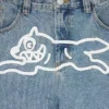 Pantaloni in denim con fodera a quadri