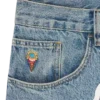 Pantaloni in denim con fodera a quadri