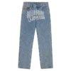 Pantaloni in denim con logo ad arco sbiadito