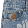 Pantaloni in denim con logo ad arco sbiadito