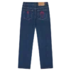 Pantaloni in denim con Running Dog che corre in cristalli