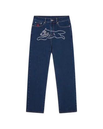 Pantaloni in denim Crystal Running Dog