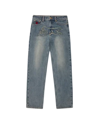 Pantaloni in denim da donna effetto consumato con Running Dog