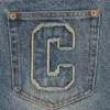Pantaloni in denim da donna effetto consumato con Running Dog