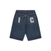 Shorts da donna in denim con motivo a pied-de-poule e Running Dog che corre Shorts da donna in denim con motivo a pied-de-poule e Running Dog che corre