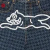 Shorts da donna in denim con motivo a pied-de-poule e Running Dog che corre Shorts da donna in denim con motivo a pied-de-poule e Running Dog che corre