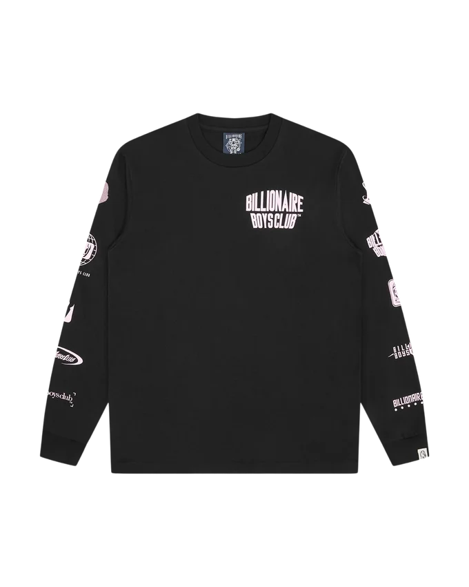 T-shirt a maniche lunghe con loghi multipli T-shirt a maniche lunghe con loghi multipli