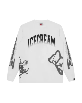 T-shirt a maniche lunghe con logo multiplo in mezzitoni