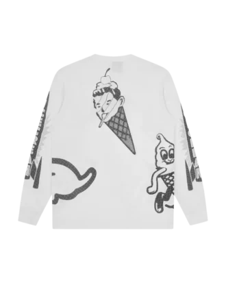 T-shirt a maniche lunghe con logo multiplo in mezzitoni