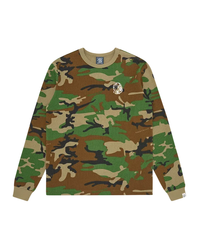 T-shirt a maniche lunghe in tessuto waffle mimetico T-shirt a maniche lunghe in tessuto waffle mimetico