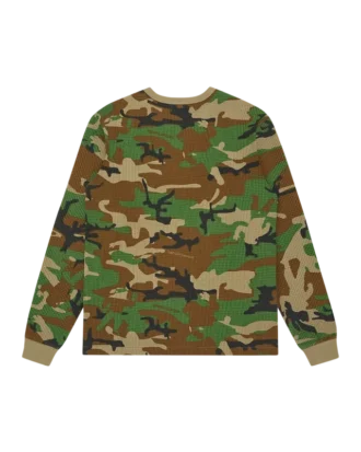 T-shirt a maniche lunghe in tessuto waffle mimetico