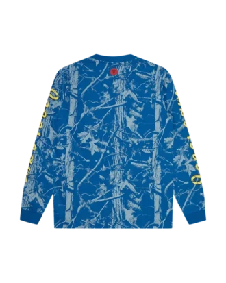 T-shirt a maniche lunghe mimetica con motivo di alberi