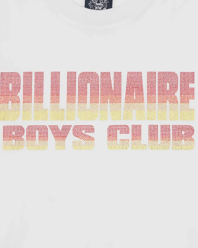 T-shirt con logo dritto e sfumatura di strass T-shirt con logo dritto e sfumatura di strass