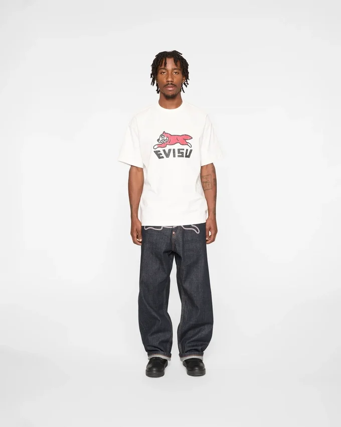 T-shirt con logo e stampa evisu T-shirt con logo e stampa evisu