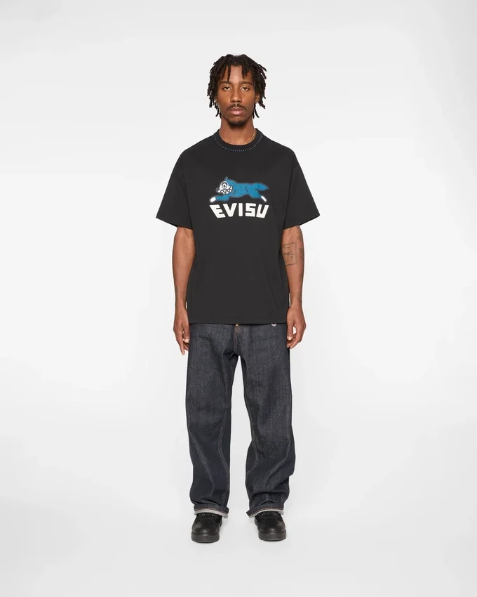 T-shirt con logo e stampa evisu T-shirt con logo e stampa evisu