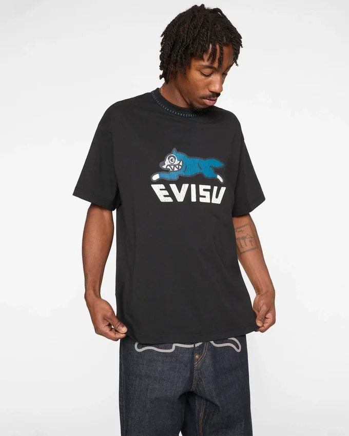 T-shirt con logo e stampa evisu T-shirt con logo e stampa evisu